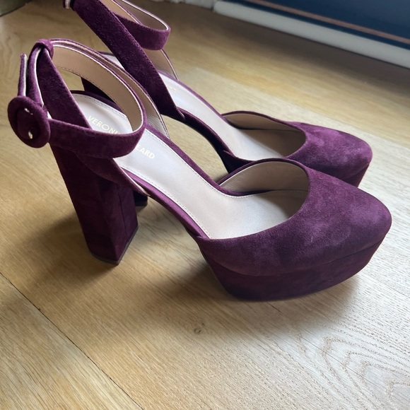 Veronica Beard Suede Magda Platform heels in Merlot - Picture 2 of 13